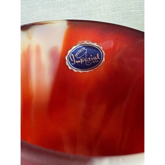 Imperial Glass End Of Day Slag Glass Mug Robins & Flowers Red Yellow White MINT - Picture 13 of 15